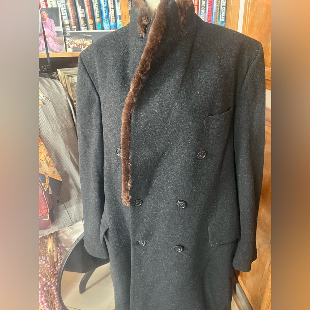 Nordstrom Vintage Wool and Mink long Trench Coat Size L - Picture 7 of 10